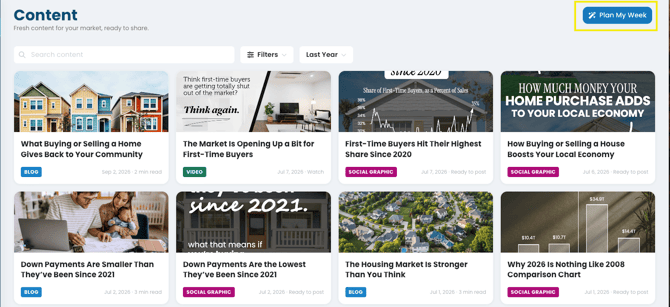 New Content_Plan my week highlight